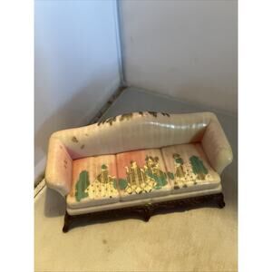 Vintage Renwal Stenciled Dollhouse Living Room Furniture Pink Sofa